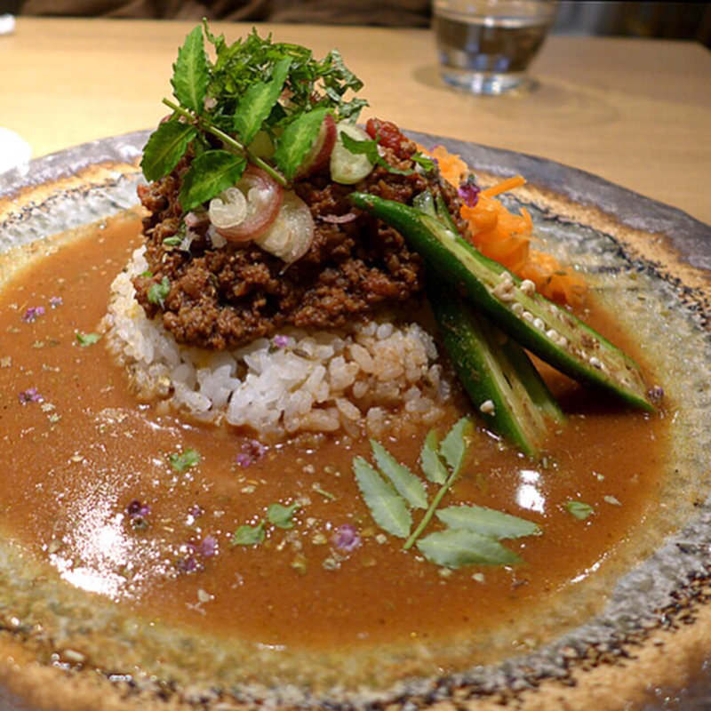 和出汁カレー＋無水キーマカレーのあいがけ(北新地カレー clobe)の写真