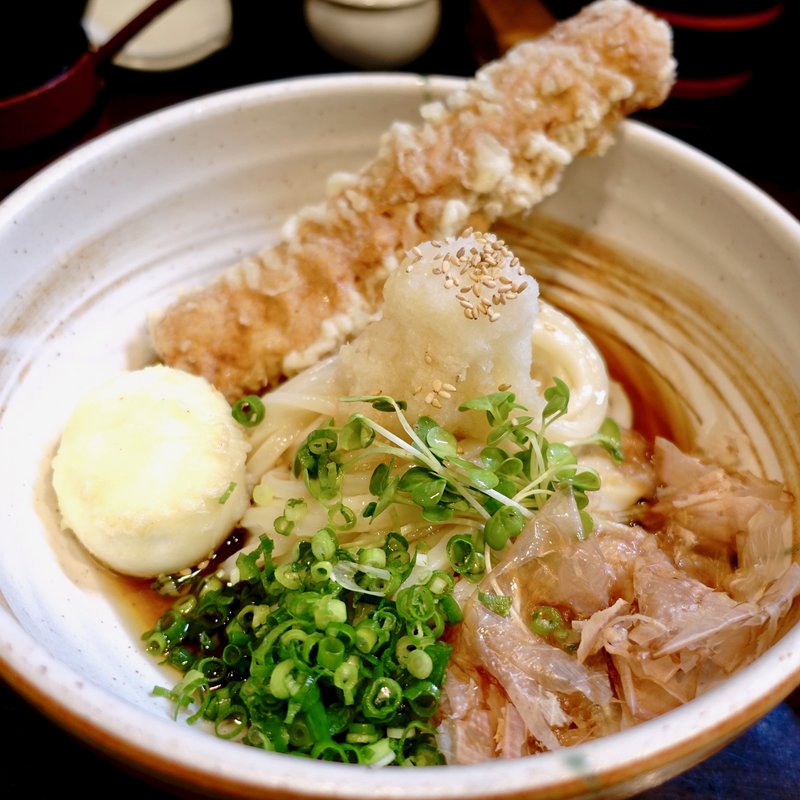 竹玉天海老野菜付きおろし(活麺富蔵 （いけめんとみくら）)の写真