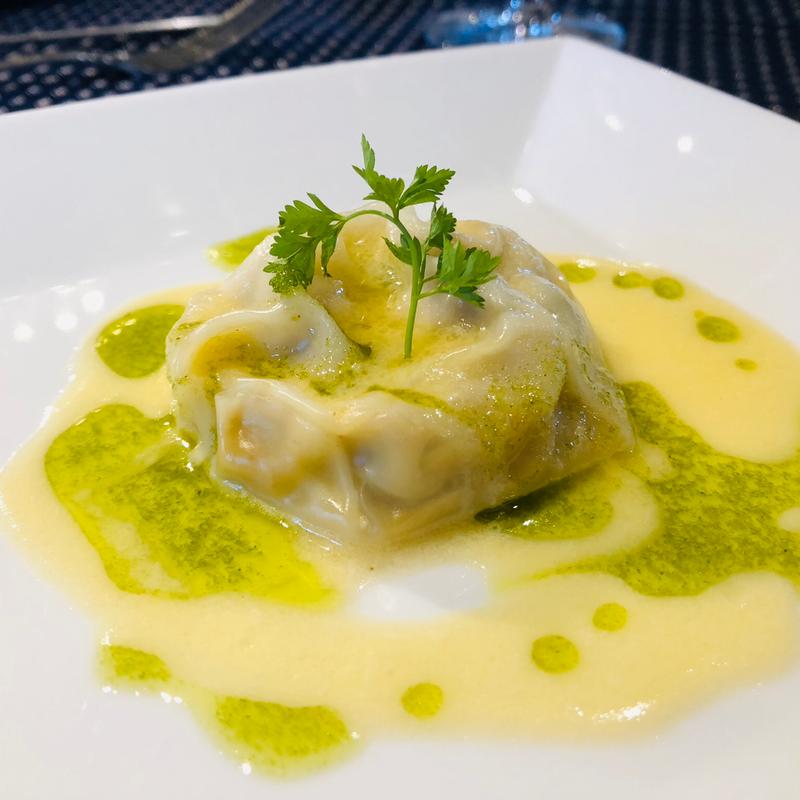 白子と白茄子ムースのラビオリ(フランス厨房 旬彩 中央駅店 )の写真