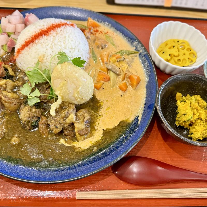 半玉天カレー膳　2種(はぐ寧)の写真