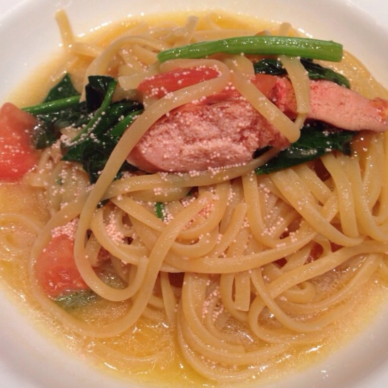  燻製たらことほうれん草のスパゲッテイーニ(パドリーノ・デル・ショーザン （Padrino del SHOZAN）)