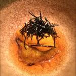 agedashi pumpkin with uni on top