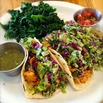 salmon tacos with roasted kale 