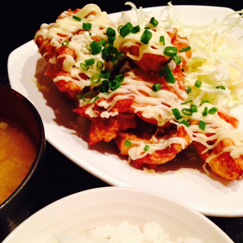 唐揚げネギマヨ定食(ライスライス)
