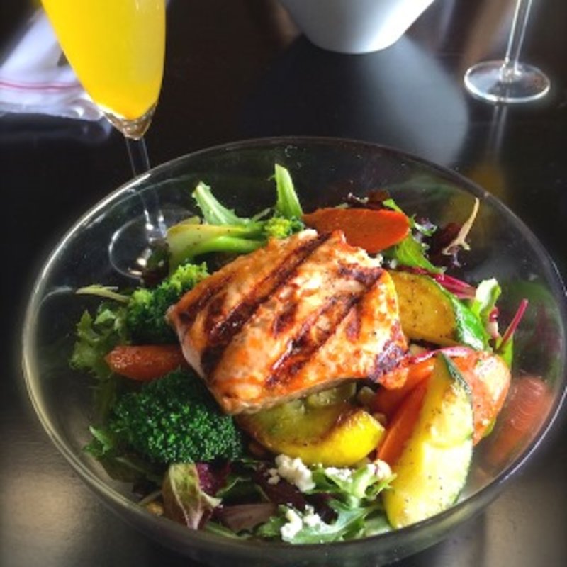 warm vegetables salad with salmon (Vitello’s )