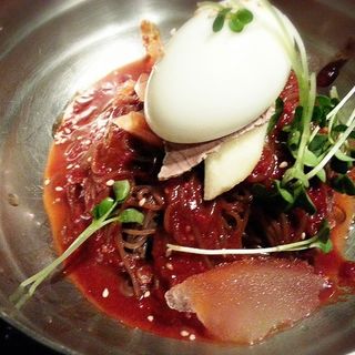 ビビン麺と韓国のり巻きセットランチ(長寿韓酒房　銀座)