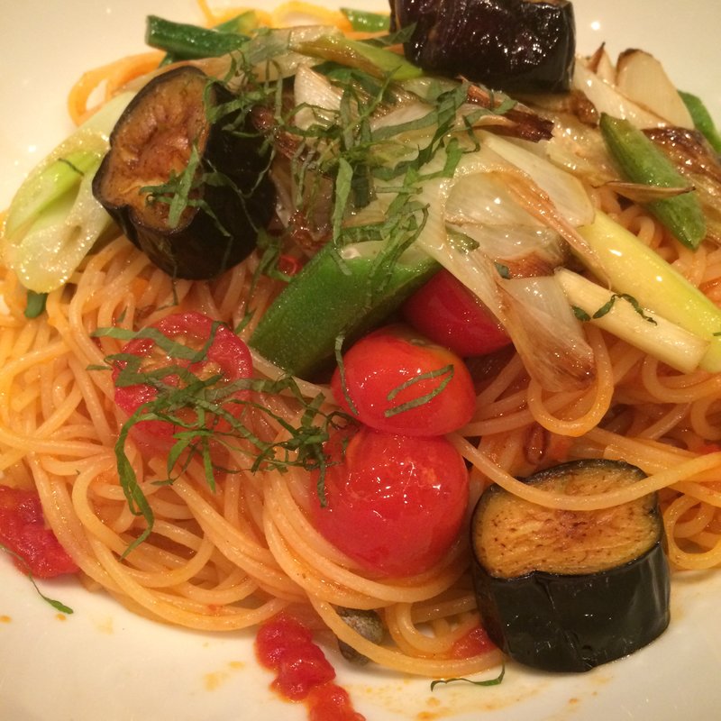 具だくさん夏野菜とベーコンのさっぱりトマトすぱ(釜あげスパゲティ　すぱじろう 六本木店 （釜あげスパゲティ　すぱじろう　六本木）)