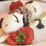 Banana split (banana, vanilla ice cream & chocolate sauce)／バナナ　スプリット（バナナ、バニラアイスクリーム、チョコレートソース）