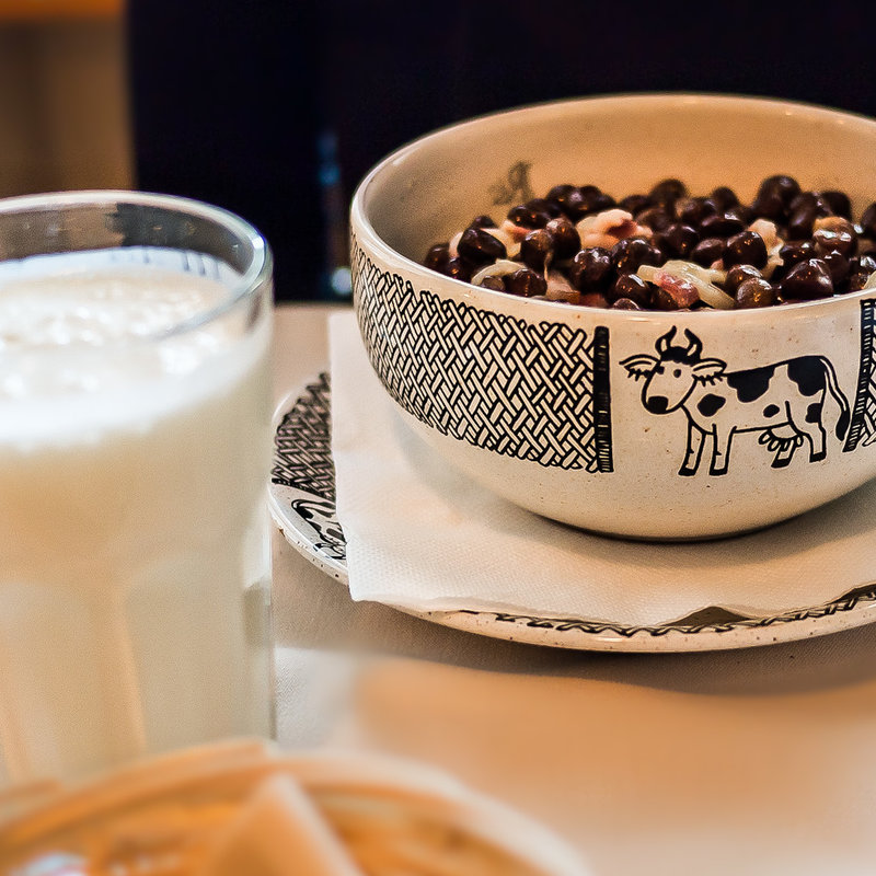 Grey peas with fried smoked bacon and kefir(Restaurant "1221")