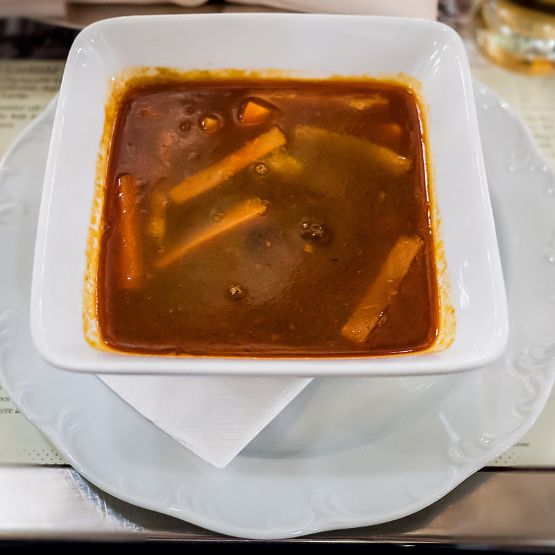 Beef Goulash soup with beans & home made noodles(New York Café)