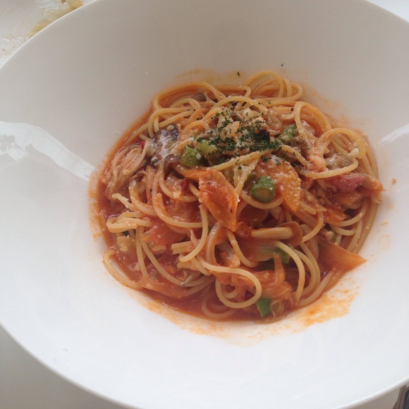 ベーコンときのこのトマトパスタ(Fusion21 （フュージョンニジュウイチ）)