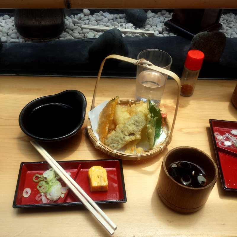 流しそうめん天ぷら付き(茶屋かど)