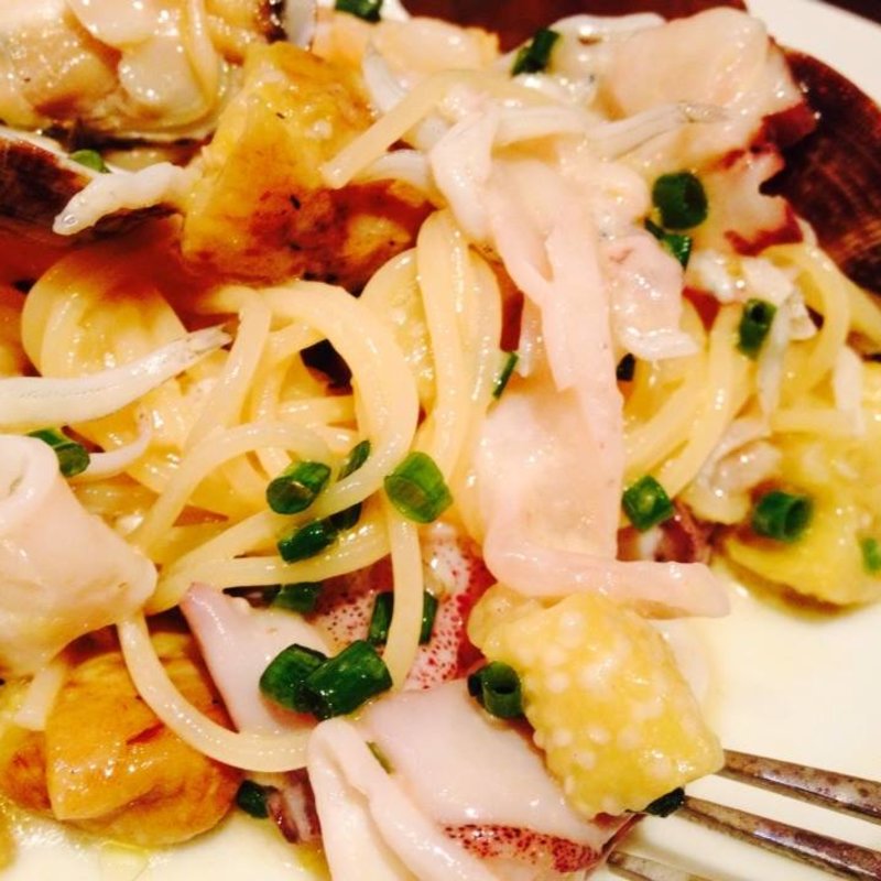 魚介と焼きナスの冷製カッペリーニ(ピッツェリア·マルターノ)