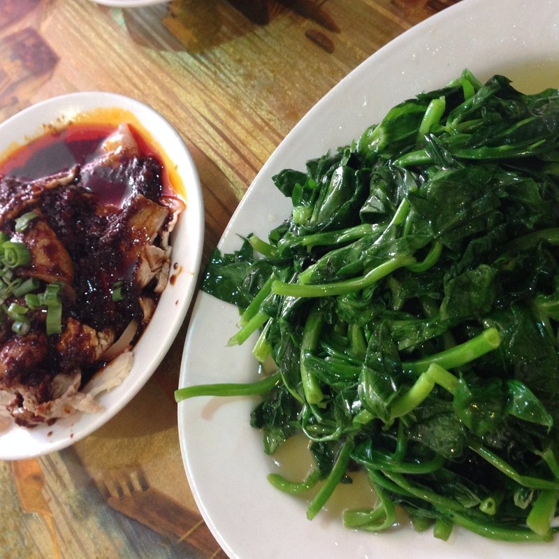 空芯菜炒めと豚肉の甘辛ソース(Sweet yummy house)