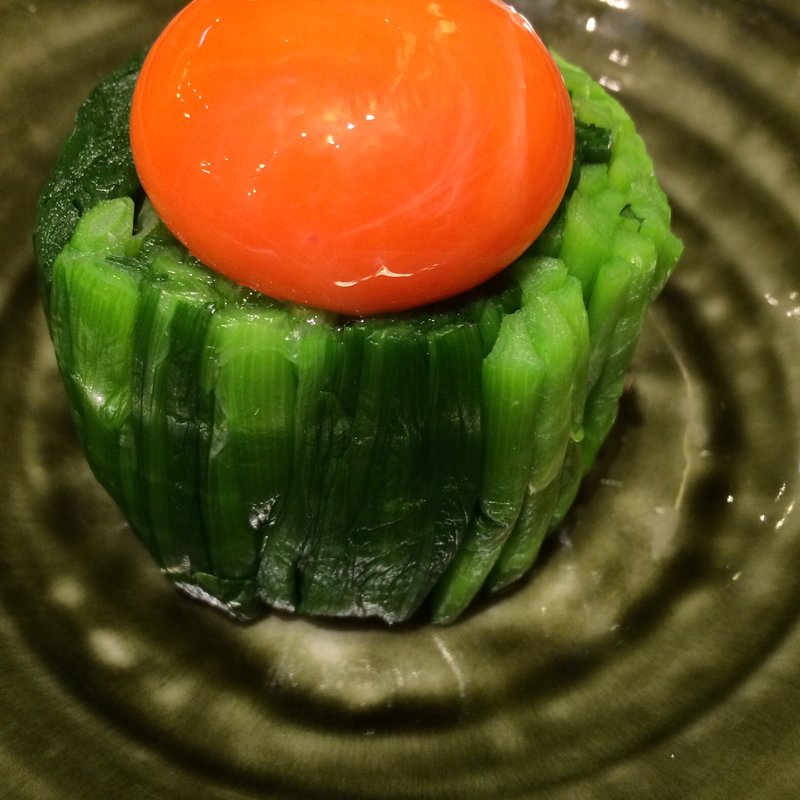 ニラ釜玉(鹿児島県霧島市 塚田農場 水道橋西口店)