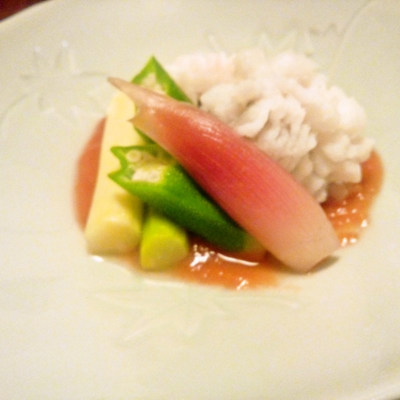 ハモと夏野菜の小鉢(すっぽん前田)