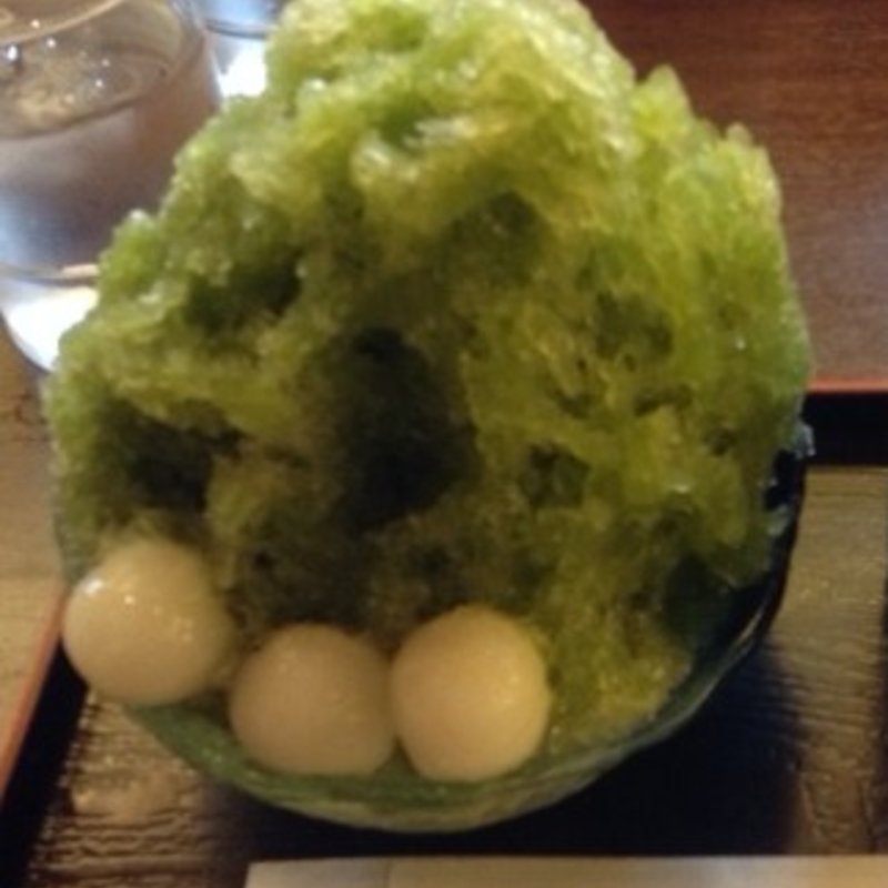 抹茶かき氷　白玉トッピング(甘辛茶寮)
