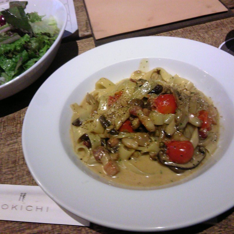 自家製ベーコンと茸のクリームソース(MOKICHI TRATTORIA)