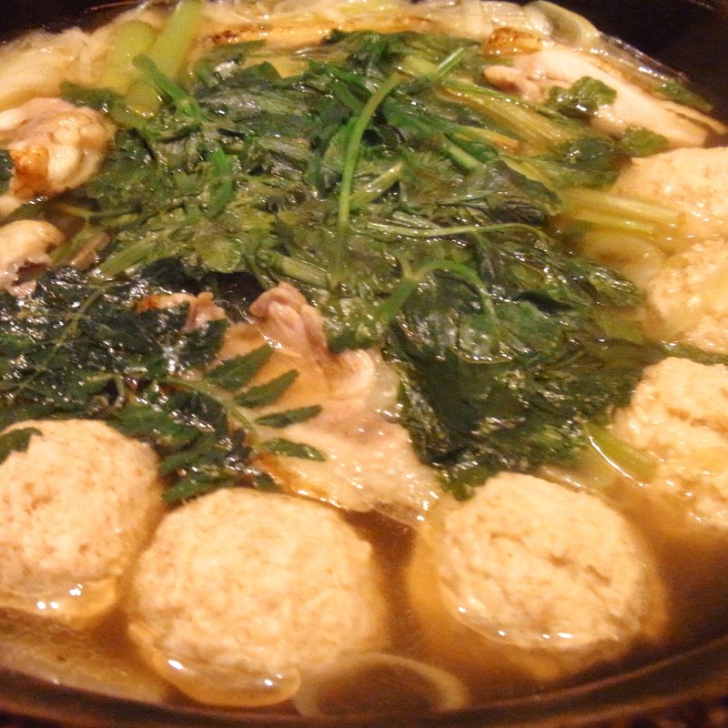 地鶏のつくね鍋(妙見温泉石原荘・レストラン石蔵)