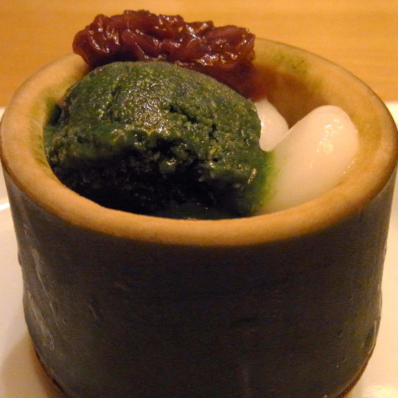 白玉と抹茶の甘味(妙見温泉石原荘・レストラン石蔵)