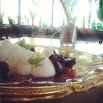 Strauss Greek Yogurt Panna Cotta: blackberries, honey, yuzu granite(Faith & Flower)