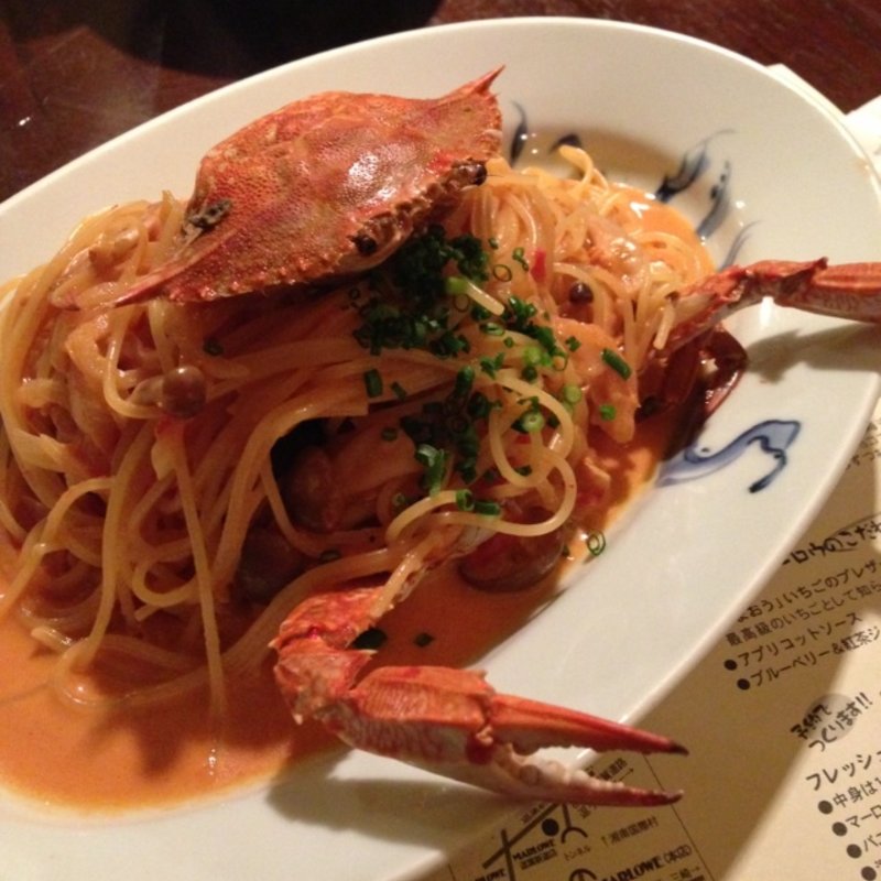 渡り蟹のトマトクリームスパゲティ(マーロウ 秋谷本店)