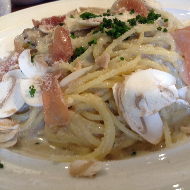 庄内マッシュルームと生ハムのクリームスパゲティ(イル・ケッチァーノ （Il che-cciano）)