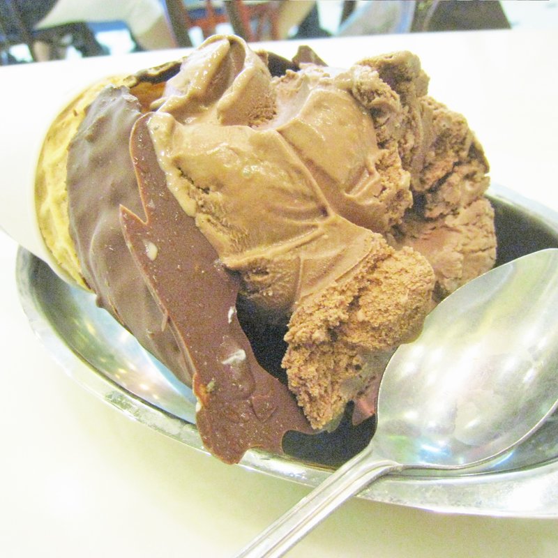 Ghirardelli Chocolate Ice Cream in Homemade Chocolate-Dipped Waffle Cone(Ghirardelli )