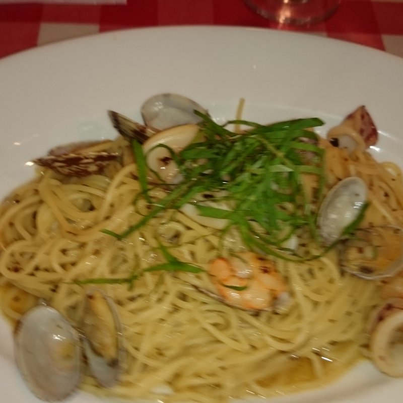 魚介の梅パスタ(ｸﾞﾗｽﾃﾞｲ)