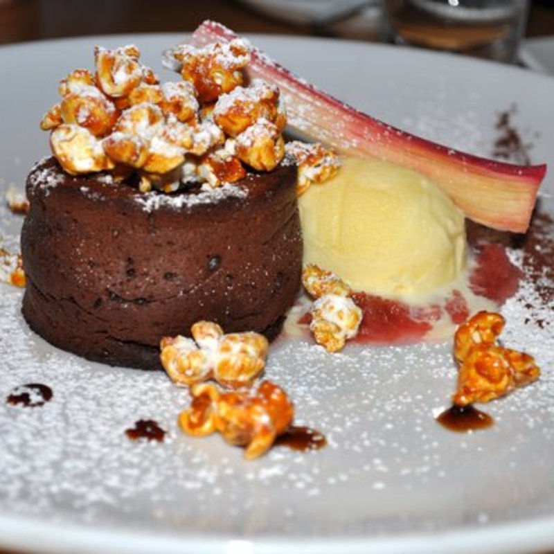 chocolate cake with corn ice cream(Morimoto)