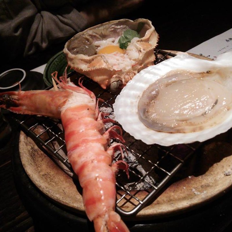 エビ、ホタテ、カニ(いかの墨 )