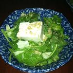 homemade tofu salad in ginger peanut and sesame dressing