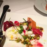 Ricotta salad with winter citrus fruit and pistachios