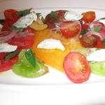 Eckerton Hill Farm Heirloom Tomatoes with Basil, Red Onion and Ardith Mae Goat Cheese