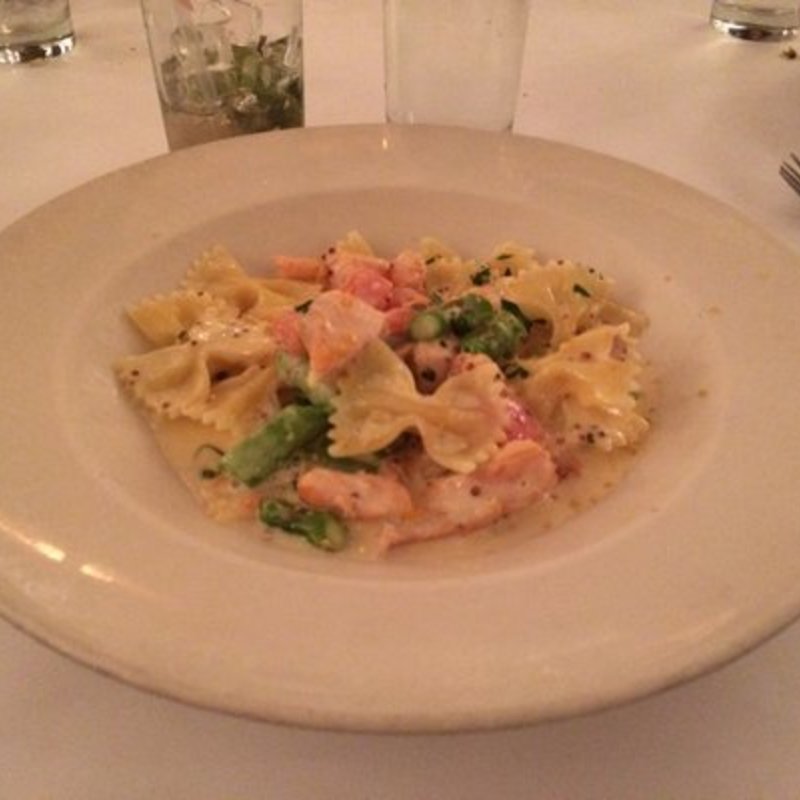 farfalle and salmon in a mustard cream sauce(Basta Pasta)