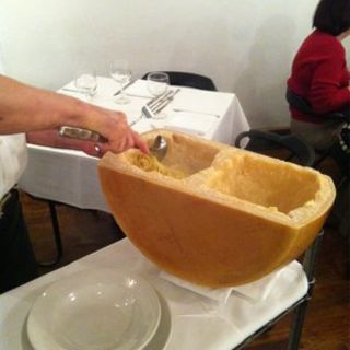 Noodles in a cheese wheel(Basta Pasta)