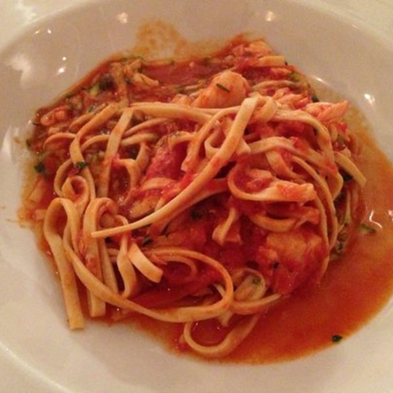 Sea bass with spicy tomato sauce(Basta Pasta)