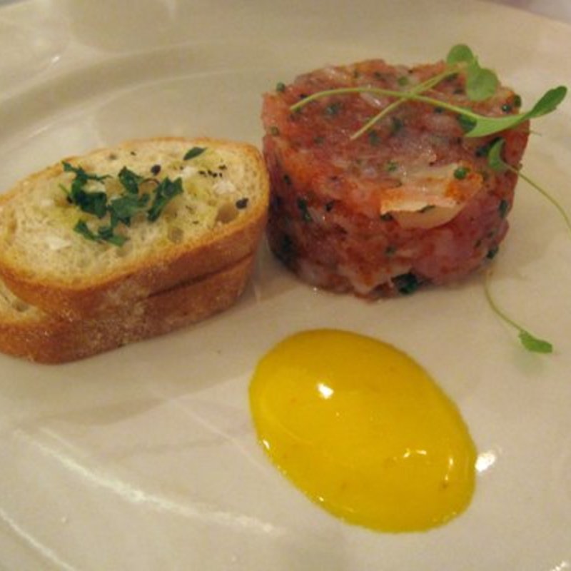 tuna tar tar with gazpacho(Basta Pasta)