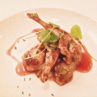 Roasted quail with eggplant caviar(Basta Pasta)