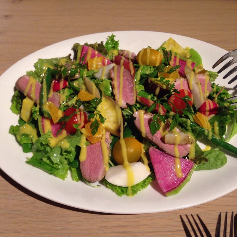 彩り鮮やかな根菜と鴨のサラダ オレンジソース(ワールドキッチン （WORLD KITCHEN）)