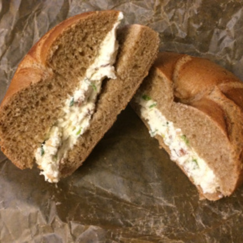 Spelt bagel with bacon scallion cream cheese(Brooklyn Bagel)