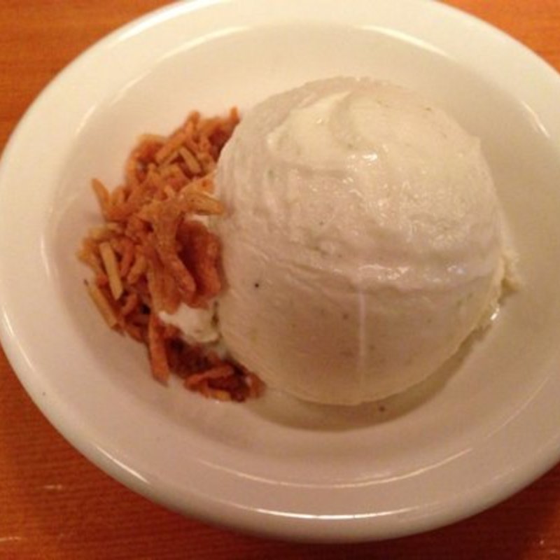 Honey wasabi ice cream w fried soba crisp(SOBAYA)