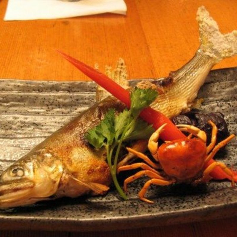 Broiled sweetfish, fried baby crab(SOBAYA)