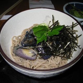 Friday night special, Nasu (Eggplant) on cold soba(SOBAYA)
