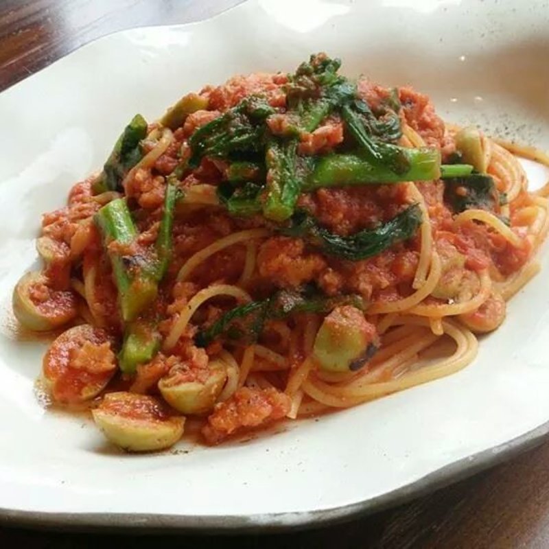 菜の花た魚介のラグーパスタ(かぼ茶庵 )