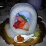 Sashimi in a lovely ice bow