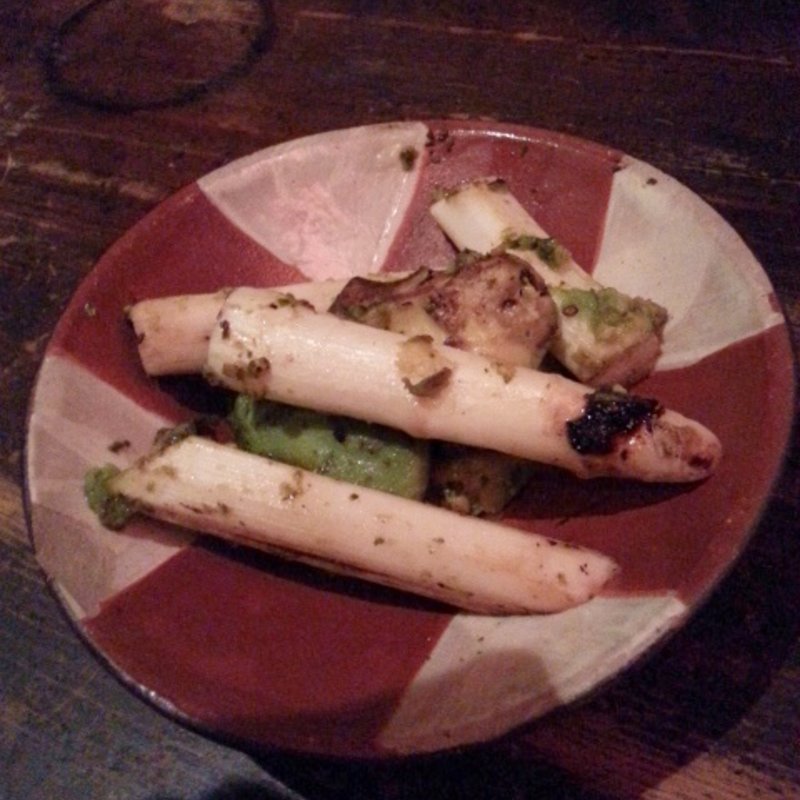 ホワイトアスパラ、アボカドのバジル焼き(野菜居酒屋　玄気 )