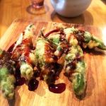 shishito tempura stuffed spicy tuna with sweet soy 