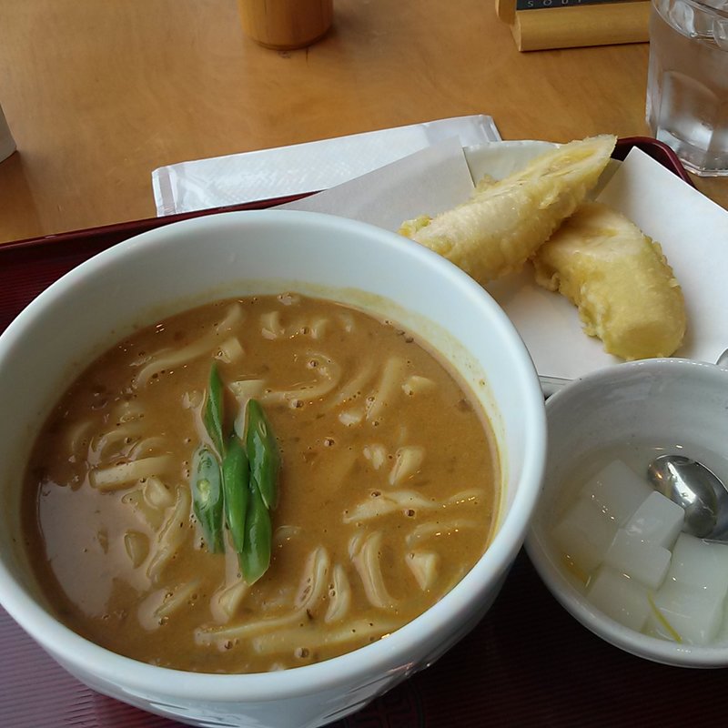カレーうどん&バナナ天麩羅(古奈屋玉川高島屋店)