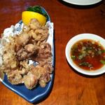 Fried whole baby octopus